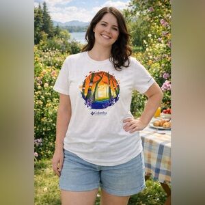 Columbia Organic Cotton Tee Mujer Y2K Summer Outdoor Graphic Top